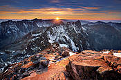 Zachód słońca nad Mięguszowieckimi Szczytami - Tatry Polskie