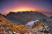 Mięguszowieckie Szczyty przed wschodem słońca - Tatry Słowackie
